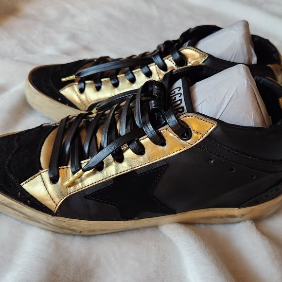 Womens Black & Gold Records Golden Goose Sneakers 35 US 5 - Picture 3 of 11